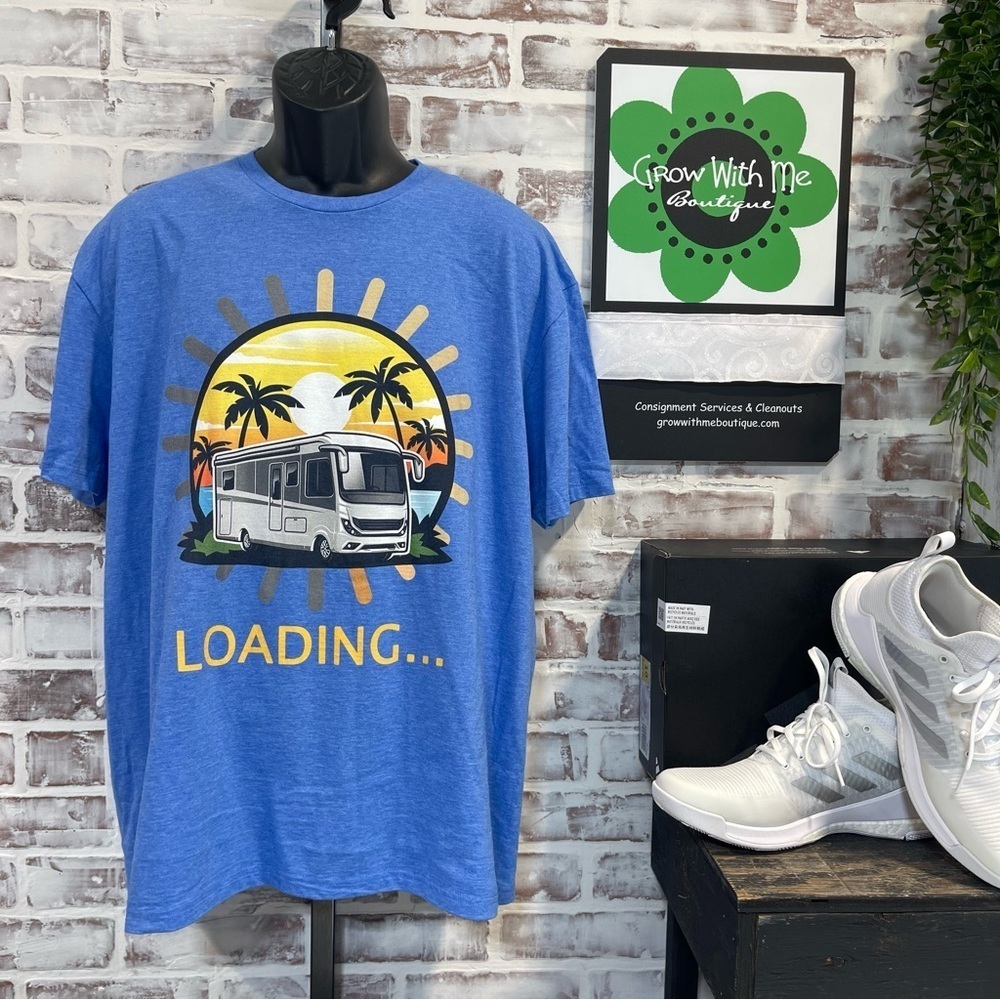 Gildan Heather Blue Tee camping vaca loading XL